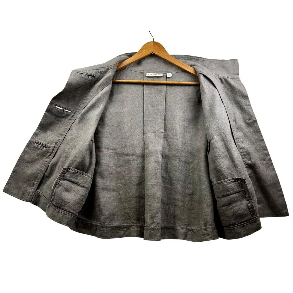 Coldwater Double-Breasted Jacket M(10-12) Cropped Safari Trench Style 100% Linen
